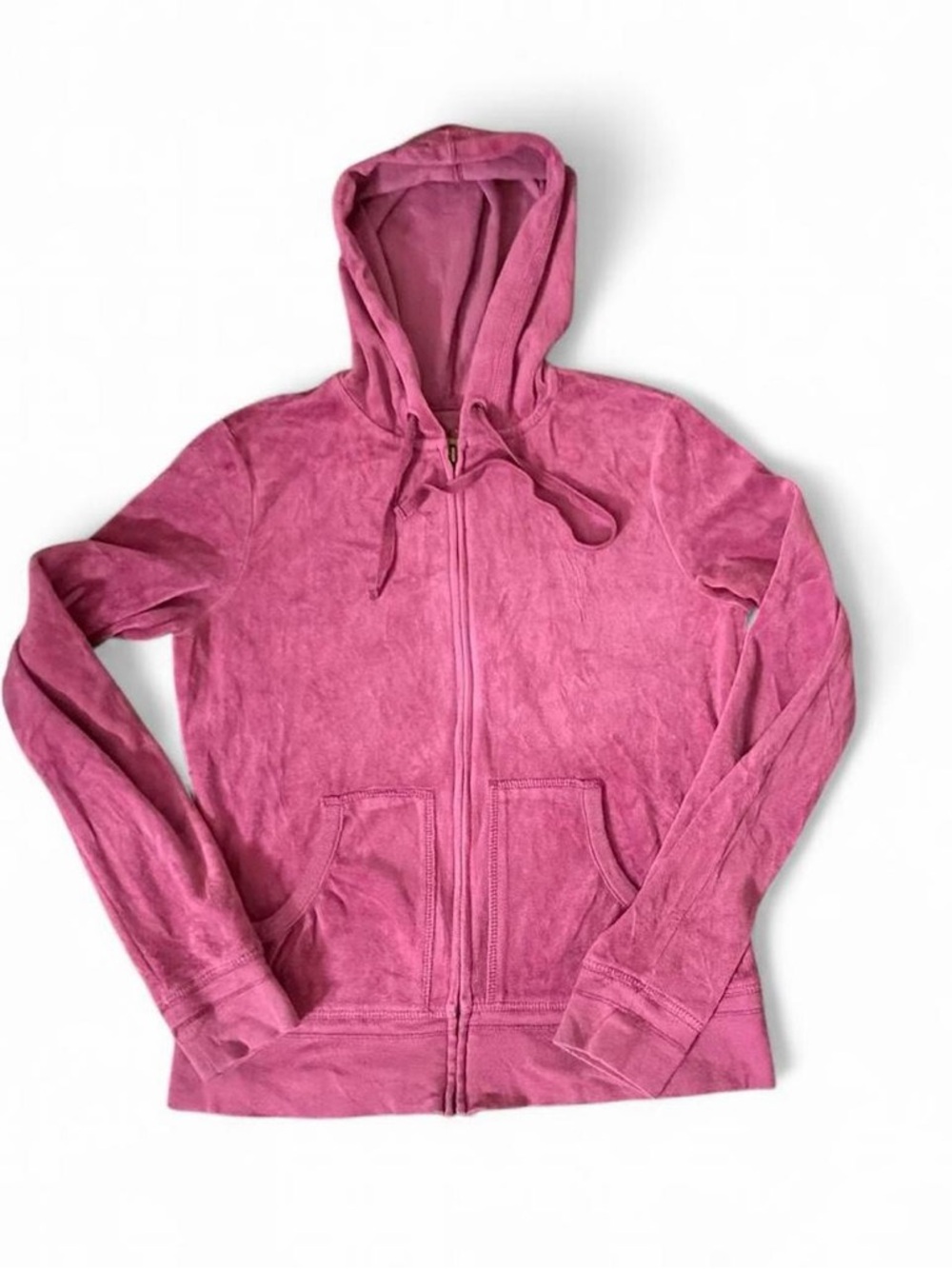 SO Pink Velour Full Zip Hoodie Jacket Y2K Soft Comfy Size Large